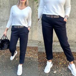 Tmavě modré kalhoty z máslového materiálu VERSON