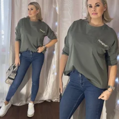 Khaki halenko-mikina zdobená kamínky SAME