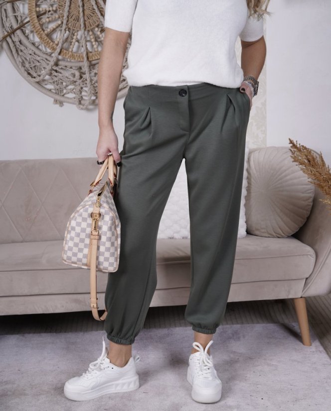 Khaki kalhoty z máslového materiálu MISSA