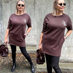 Čokoládově hnědá tunika/šaty LA CHIC