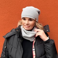 Šedá souprava čepice a nákrčník LINE