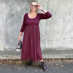 Burgundy červené dlouhé kombinované šaty GETTING