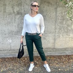 Smaragdově zelené kalhoty z máslového materiálu VERSON