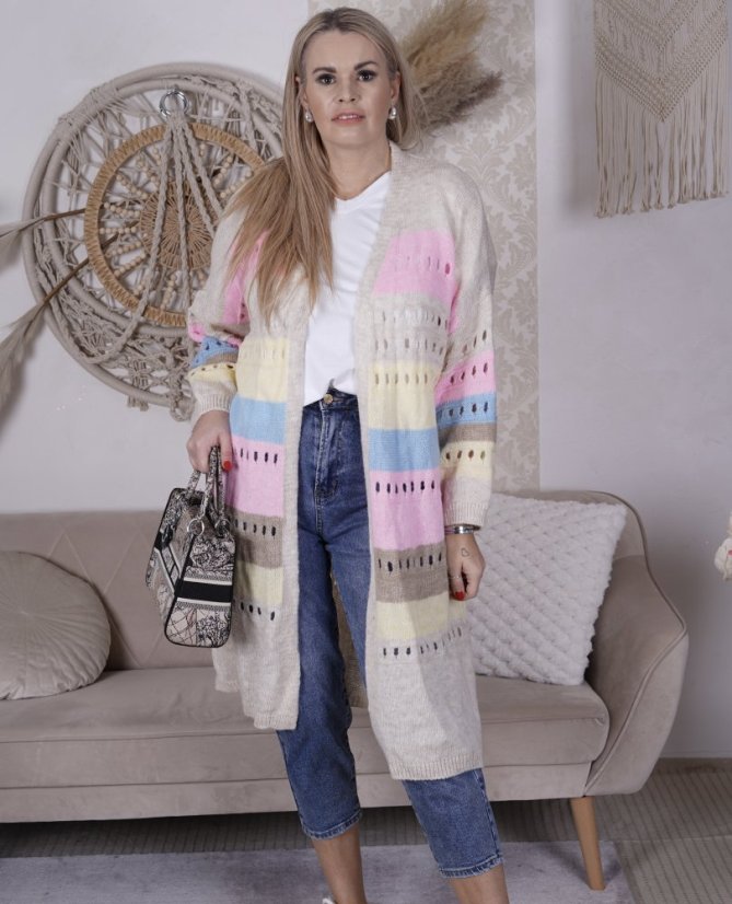 Béžový maxi kardigan VIBES PASTEL