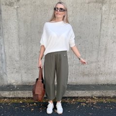 Khaki trendy barrelové kalhoty METFISS