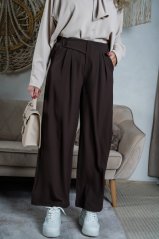 Čokoládově hnědé širší kalhoty LUX AURELLIA