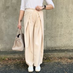 Světle béžové trendy širší kalhoty PRESTIGE