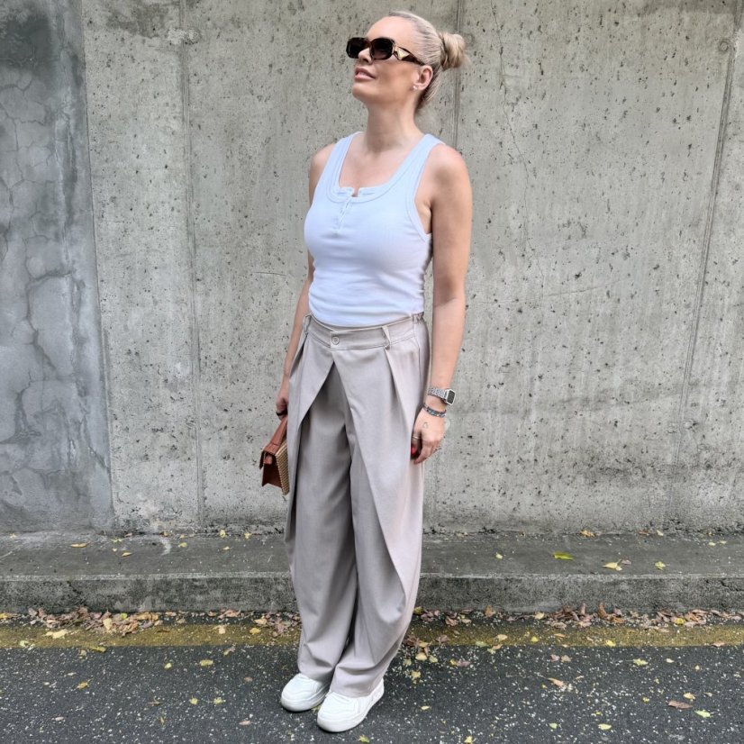 Mokka hnědé trendy kalhoty s překladem ELYSIA