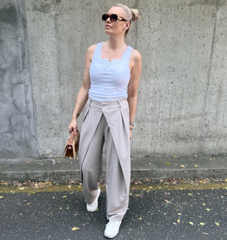 Mokka hnědé trendy kalhoty s překladem ELYSIA