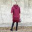 Burgundy červené kombinované šaty z máslového materiálu a flitry  GLAM HOODIE