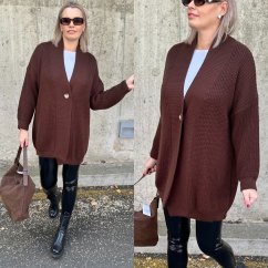 Čokoládově hnědý kardigan s knoflíkem LEONES