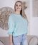 Mintový svetřík netopýřího střihu s mašlí na zádech BELLA BOW