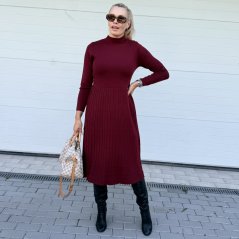 Burgundy červené úpletové midi šaty RICHIN