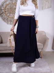 Tmavě modrá dlouhá plisé sukně AURORA