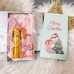 Dárková sada Pigmentový balzám na rty AIYISHA + Mandlový olejíček na rty se zlatem Qoiden + BACCARAT Prémiový parfém do kabelky 10 ml