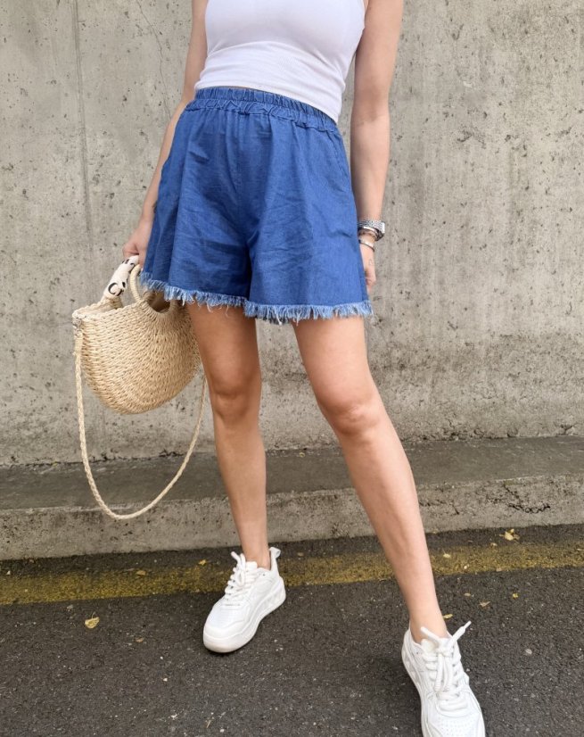 Modré džínové kraťasy FRINGE DENIM