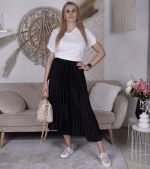 Černá lesklá plisé sukně LINNEA