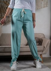 Mintové kalhoty se zavazováním na nohavici STEMPSY