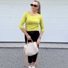 Limetkově zelené basic tričko s 3/4 rukávem EDENA