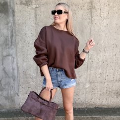 Čokoládově hnědá prémiová mikina s béžovým nápisem MOMMY