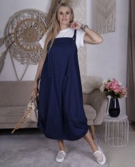 Tmavě modrá džínová dlouhá trendy šatovka VALENTIA