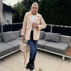 Béžové elegantní flaušové sako s podšívkou MINIMAL