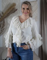 Krémová volánová halenka LUX ÉCLAT