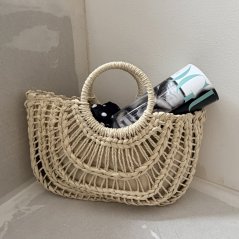 Krémová proutěná kabelka COCONUT