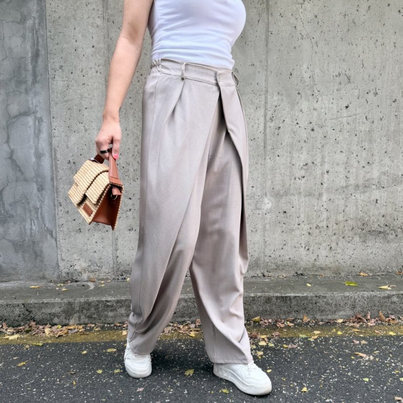 Mokka hnědé trendy kalhoty s překladem ELYSIA