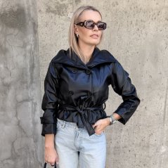 Černý koženkový trendy kabátek LUX CELINA
