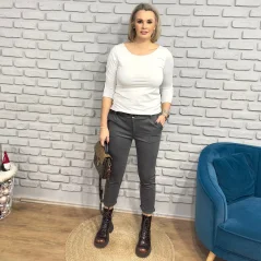 Tmavě šedé trendy kalhoty s páskem VICTORY