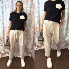 Světle béžové elegantní kalhoty se sníženým sedem PERFECT