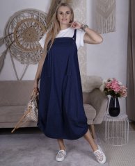 Tmavě modrá džínová dlouhá trendy šatovka VALENTIA