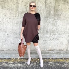 Čokoládově hnědé bavlněné šaty GLAM SPARKLE
