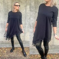 Černé asymetrické šaty/tunika s kamínky STARRY LACE