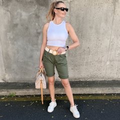 Khaki bermudy s elastickým páskem RIVIERA