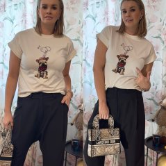 Bílé bavlněné tričko s potiskem DOGGIS