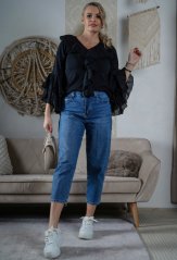 Černá volánová halenka LUX ÉCLAT