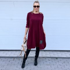 Burgundy červené cordové šaty tulipánového střihu ULTIMATE