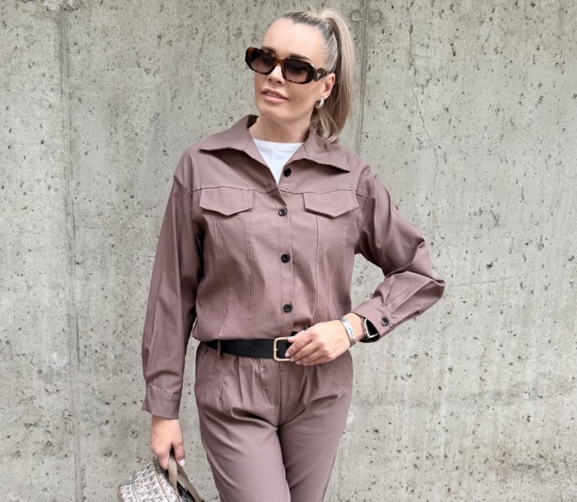 Mokka hnědá  košilová elastická bunda MADISON