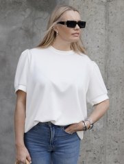 Bílé mikinové třičko z máslového materiálu PUFFY