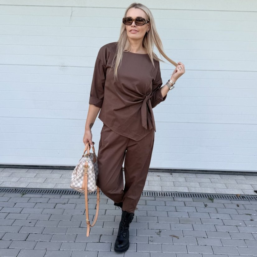 Čokoládově hnědá trendy souprava ELEGANT CHIC LONG