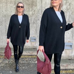 Černý kardigan s knoflíkem LEONES