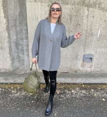 Tmavě šedý kardigan s knoflíkem LEONES