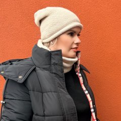 Béžová souprava čepice a nákrčník LINE