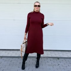 Burgundy červené úpletové midi šaty RICHIN
