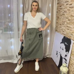 Khaki dlouhá sukně ABLISHE
