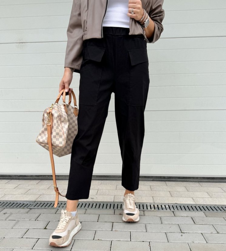 Černé elastické trendy kalhoty LUX ALORA
