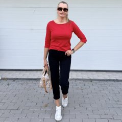 Červené basic tričko s 3/4 rukávem EDENA