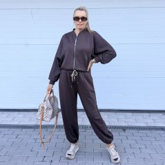 Čokoládově hnědá souprava kalhoty a bomber bunda MELIA
